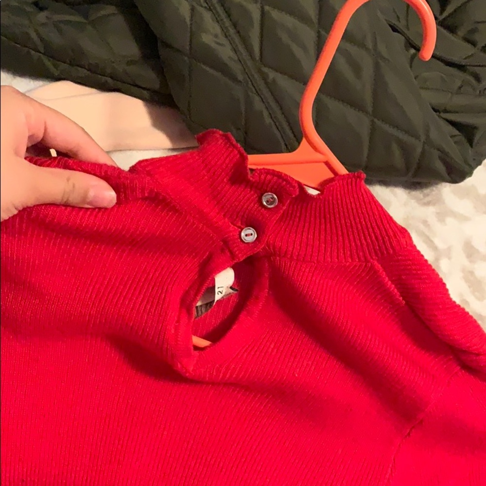 Red cropped long sleeve